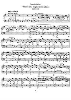 Prelude and Fugue in E Minor, WoO 13: Para Piano by Felix Mendelssohn-Bartholdy