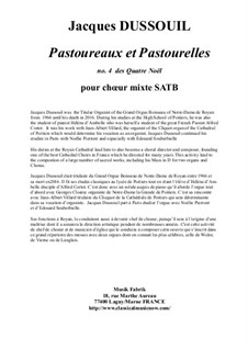 Pastoureaux et Pastourelles from Quatre Noëls for SATB mixed chorus: Pastoureaux et Pastourelles from Quatre Noëls for SATB mixed chorus by Jacques Dussouil