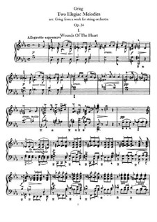 Two Elegiac Melodies, Op.34: Para Piano by Edvard Grieg