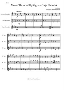 15 easy trios for recorder trio (soprano, alto, tenor): Men of Harlech (Rhyfelgyrch Gwŷr Harlech) by folklore