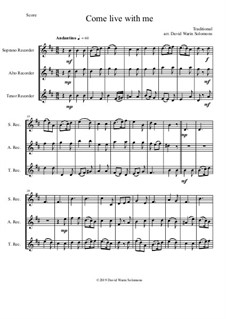 15 easy trios for recorder trio (soprano, alto, tenor): Come live with me by folklore