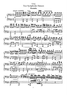 Two Symphonic Dances, Op.14: versão para piano de quatro mãos by Edvard Grieg