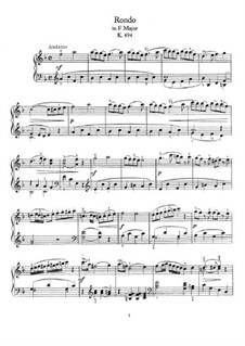 Rondo for Piano in F Major, K.494: para um único musico (Editado por H. Bulow) by Wolfgang Amadeus Mozart