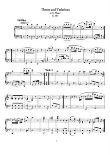 Andante and Variations for Piano Four Hands in G Major, K.501: partes by Wolfgang Amadeus Mozart