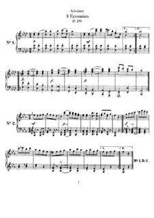 Eight Ecossaises for Piano, D.299: para um único musico (Editado por H. Bulow) by Franz Schubert
