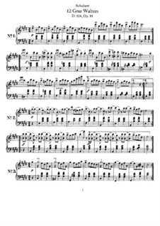 Twelve Graz Waltzes, D.924 Op.91: Para Piano by Franz Schubert