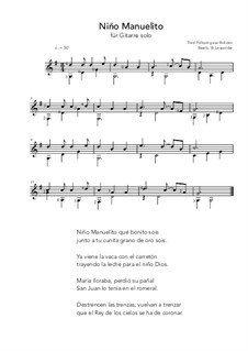 Niño Manuelito: For guitar solo (G Major) by folklore