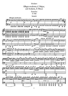 Allegro Moderato and Andante for Piano Four Hands, D.968: primeira parte, segunda parte by Franz Schubert