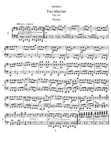 Two Characteristic Marches for Piano Four Hands, D.886 Op.121: primeira parte, segunda parte by Franz Schubert