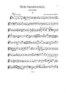 Six Characteristic Pieces for Violin (or Clarinet), Cello (or Viola) and Piano, Op.53: Сlarinet part by Alexis Hollaender