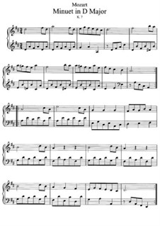 Sonata for Violin and Piano in D Major, K.7: minueto, para piano by Wolfgang Amadeus Mozart