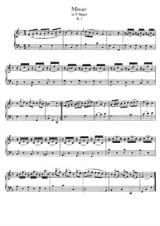 Minuet for Piano in F Major, K.5: para um único musico (Editado por H. Bulow) by Wolfgang Amadeus Mozart