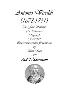 Violin Concerto No.1 in E Major 'La primavera', RV 269: Movimento II, para piano by Antonio Vivaldi