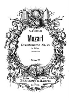 Divertissement in B Flat Major, K.270: Oboe parte II by Wolfgang Amadeus Mozart