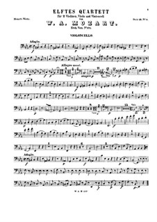 String Quartet No.11 in E Flat Major, K.171: parte violoncelo by Wolfgang Amadeus Mozart