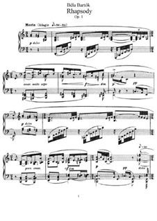 Rhapsody, Sz.26 Op.1: Para Piano by Béla Bartók