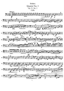 String Quartet No.1 in C Minor, Op.51: parte violoncelo by Johannes Brahms