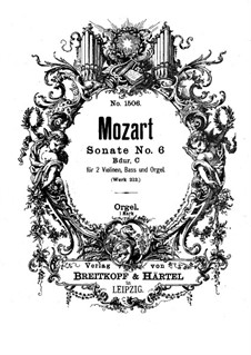 Church Sonata for Two Violins, Organ and Basso Continuo No.6 in B Flat Major, K.212: parte orgão by Wolfgang Amadeus Mozart