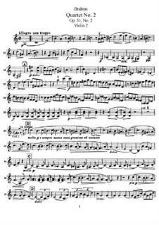 String Quartet No.2 in A Minor, Op.51: violino parte II by Johannes Brahms