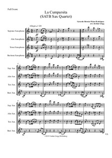 La Cumparsita: SATB sax quartet by Gerardo Hernan Matos Rodriguez