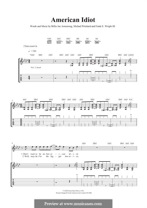 American Idiot (Green Day): Para guitarra com guia by Billie Joe Armstrong, Tré Cool, Michael Pritchard