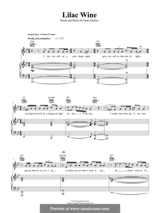 Lilac Wine (Katie Melua): Para vocais e piano (ou Guitarra) by James Shelton