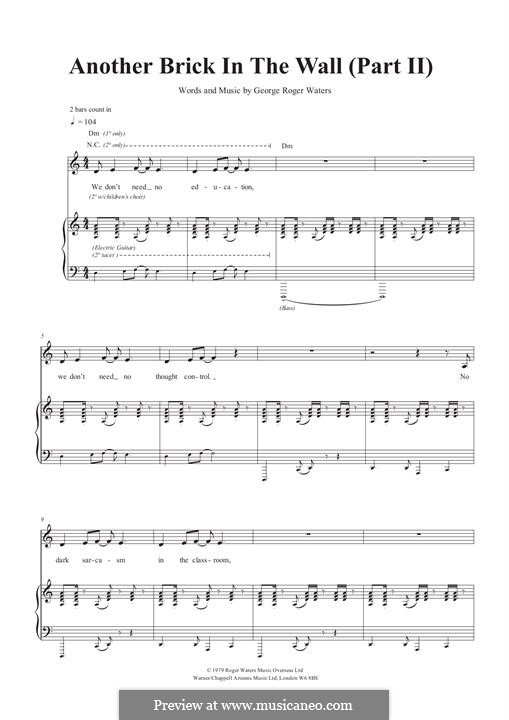Another Brick in the Wall por R. Waters Partituras on músicaNeo