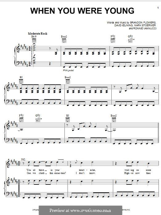 When You Were Young (The Killers): Para vocais e piano (ou Guitarra) by Brandon Flowers, Dave Keuning, Mark Stoermer, Ronnie Vannucci