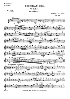 Fantasia on Themes from 'The Bohemian Girl' by  Balfe, Op.101: para violino e piano - parte violino by Gustav Saenger