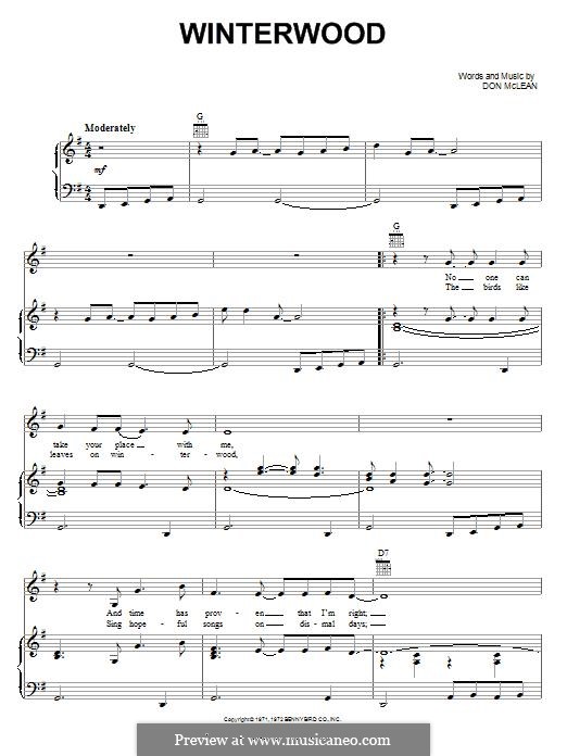 Winterwood: Para vocais e piano (ou Guitarra) by Don McLean