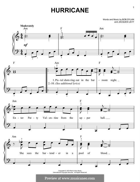 Hurricane: Para Piano by Bob Dylan