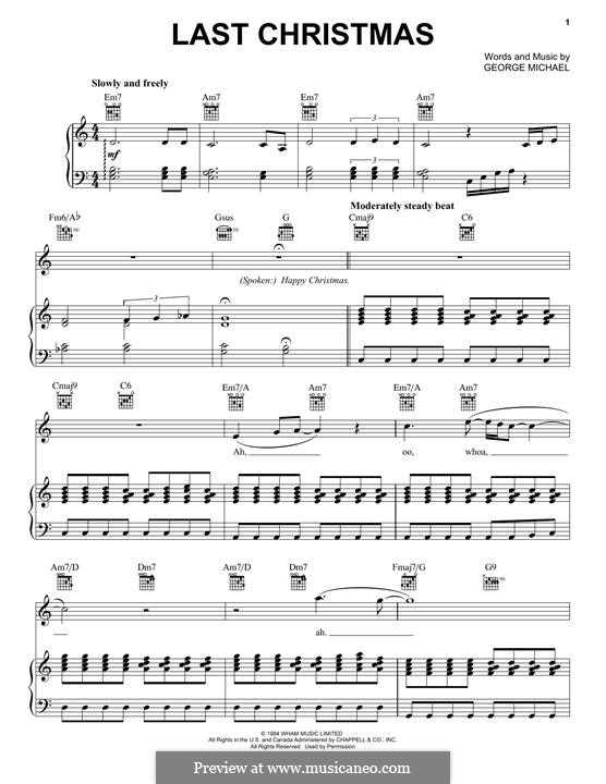 Last Christmas (Wham!): Para vocais e piano (ou Guitarra) by George Michael
