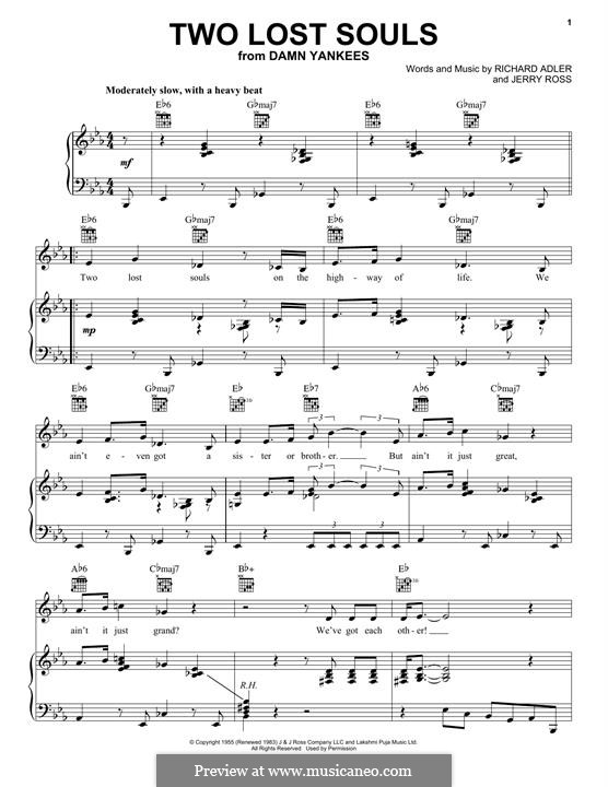 Two Lost Souls: Para vocais e piano (ou Guitarra) by Jerry Ross, Richard Adler