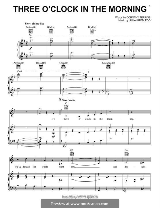 Three O'Clock in the Morning: Para vocais e piano (ou Guitarra) by Julian Robledo