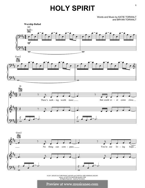 Holy Spirit: Para vocais e piano (ou Guitarra) by Katie Torwalt, Bryan Torwalt