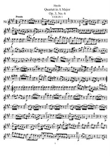 String Quartet in A Major, Hob.III/18 Op.3 No.6: violino parte I by Joseph Haydn