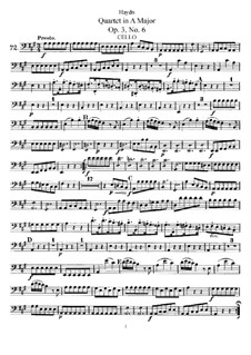 String Quartet in A Major, Hob.III/18 Op.3 No.6: parte violoncelo by Joseph Haydn