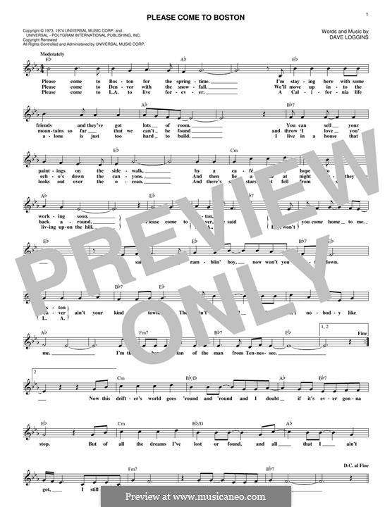 Please Come To Boston: melodia by Dave Loggins