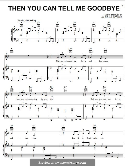Then You Can Tell Me Goodbye (The Casinos): Para vocais e piano (ou Guitarra) by John D. Loudermilk
