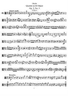 String Quartet in E Flat Major, Hob.III/9 Op.2 No.3: parte viola by Joseph Haydn