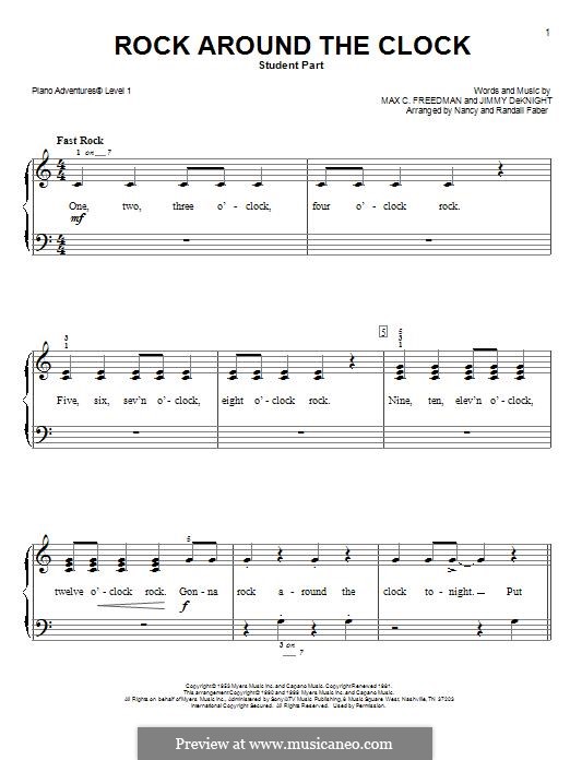 Rock Around the Clock (Bill Haley and His Comets): Facil para o piano by Jimmy DeKnight, Max C. Freedman