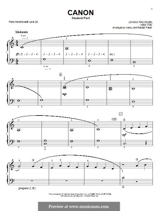 Canon in D Major (Printable): Facil para o piano by Johann Pachelbel