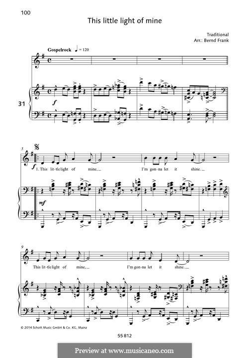 This Little Light of Mine (Printable scores): Para vocais e piano by folklore