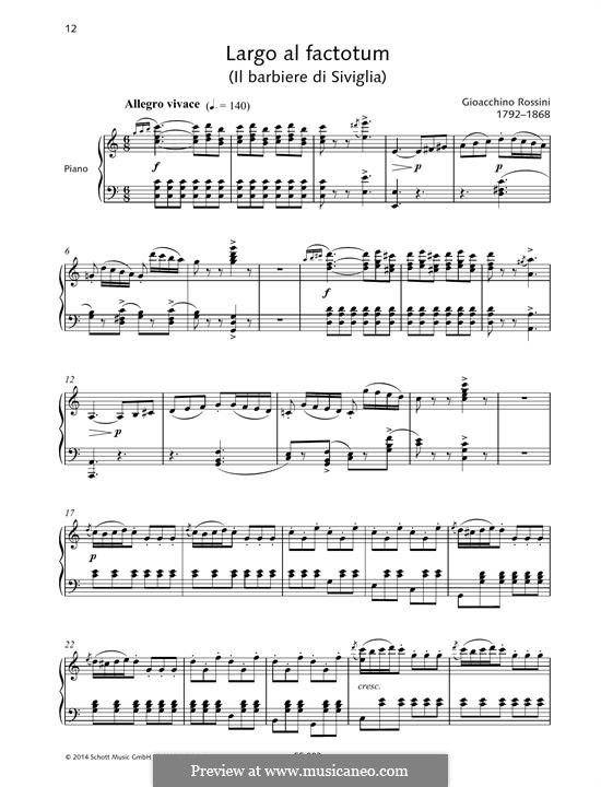 Largo al factotum: Para vocais e piano by Gioacchino Rossini