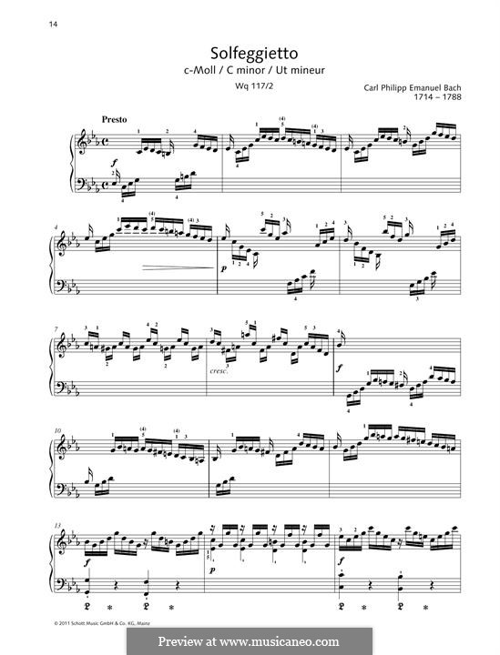 Solfeggietto, H 220 Wq 117:2: Para Piano by Carl Philipp Emanuel Bach