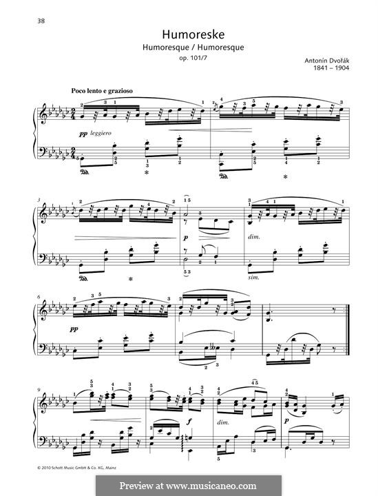 No.7 in G Flat Major (Printable scores): Para Piano by Antonín Dvořák
