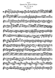 String Quartet No.20 in D Major, Hob.III/30 Op.17 No.6: violino parte I by Joseph Haydn
