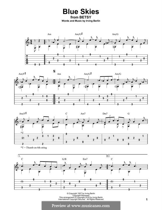 Blue Skies: Para guitarra com guia by Irving Berlin