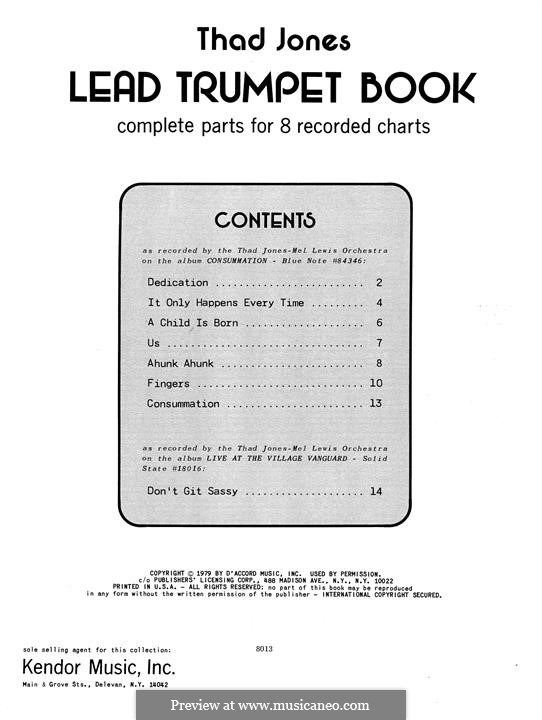 Thad Jones Lead Trumpet Book: Thad Jones Lead Trumpet Book by Thad Jones