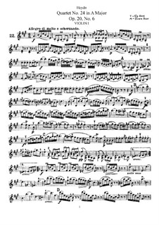 String Quartet No.24 in A Major, Hob.III/36 Op.20 No.6: violino parte I by Joseph Haydn